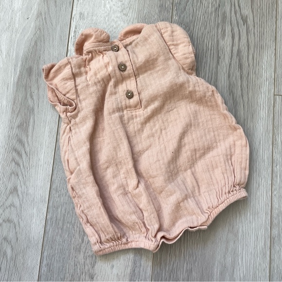 Play Up Cotton Gauze Collared Bib One Piece Bodysuit Pink (newborn 0m) - Picture 2 of 4